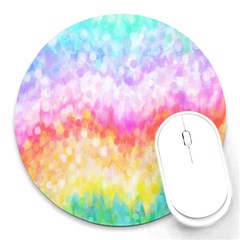 Rainbow Pontilism Background Round Mousepads by Sapixe