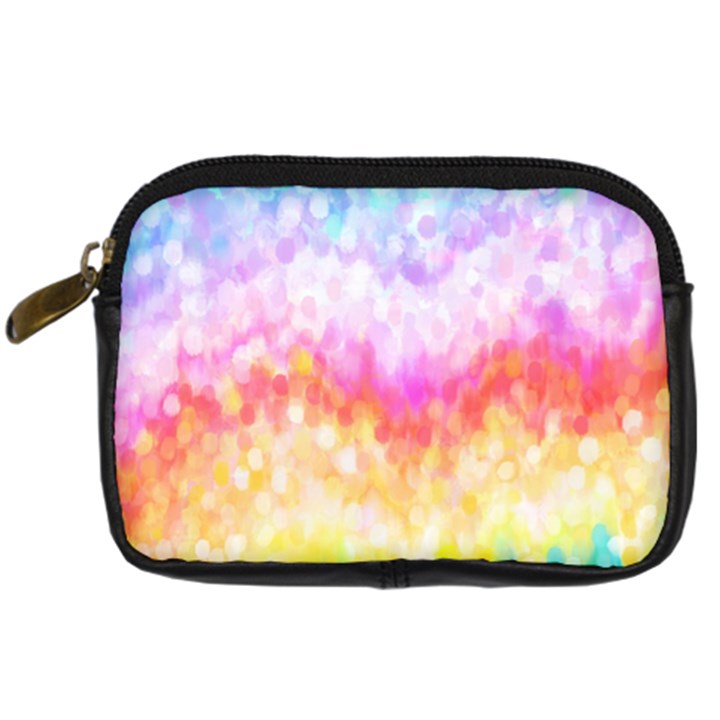 Rainbow Pontilism Background Digital Camera Leather Case