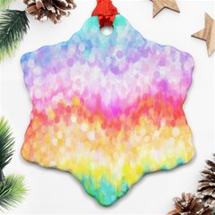 Rainbow Pontilism Background Snowflake Ornament (two Sides) by Sapixe