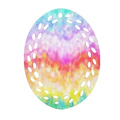 Rainbow Pontilism Background Oval Filigree Ornament (two Sides)