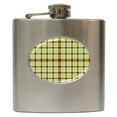 Geometric Tartan Pattern Square Hip Flask (6 Oz) by Sapixe