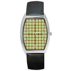 Geometric Tartan Pattern Square Barrel Style Metal Watch by Sapixe