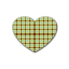 Geometric Tartan Pattern Square Rubber Coaster (heart)  by Sapixe