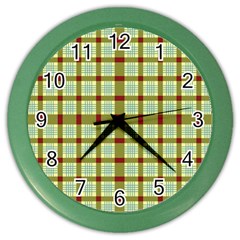 Geometric Tartan Pattern Square Color Wall Clock by Sapixe