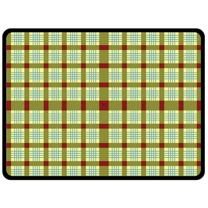 Geometric Tartan Pattern Square Fleece Blanket (Large) 