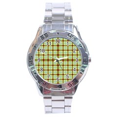 Geometric Tartan Pattern Square Stainless Steel Analogue Watch by Sapixe