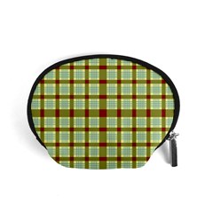 Geometric Tartan Pattern Square Accessory Pouch (small) by Sapixe