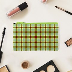 Geometric Tartan Pattern Square Cosmetic Bag (xs) by Sapixe