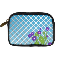 Morning Glory Argyle (Blue Sky) Pattern Digital Camera Leather Case