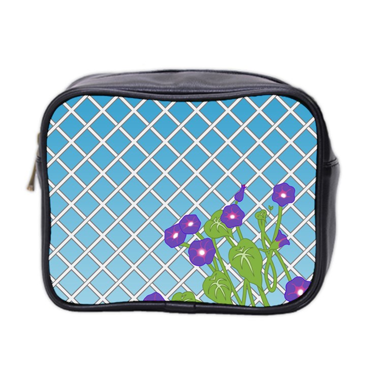 Morning Glory Argyle (Blue Sky) Pattern Mini Toiletries Bag (Two Sides)