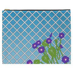 Morning Glory Argyle (Blue Sky) Pattern Cosmetic Bag (XXXL)