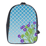 Morning Glory Argyle (Blue Sky) Pattern School Bag (XL) Front