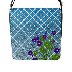 Morning Glory Argyle (Blue Sky) Pattern Flap Closure Messenger Bag (L)