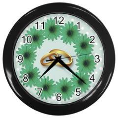 Rings Heart Love Wedding Before Wall Clock (Black)