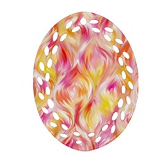 Pretty Painted Pattern Pastel Oval Filigree Ornament (two Sides)