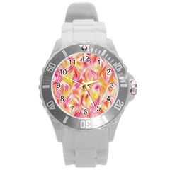 Pretty Painted Pattern Pastel Round Plastic Sport Watch (l) by Sapixe