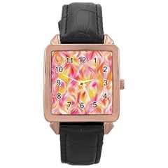 Pretty Painted Pattern Pastel Rose Gold Leather Watch  by Sapixe