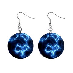 Electricity Blue Brightness Bright Mini Button Earrings by Sapixe