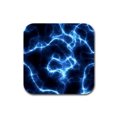 Electricity Blue Brightness Bright Rubber Square Coaster (4 Pack)  by Sapixe