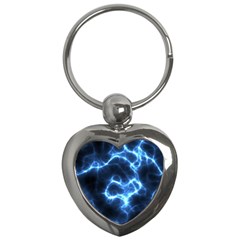 Electricity Blue Brightness Bright Key Chains (heart)  by Sapixe