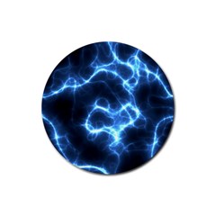 Electricity Blue Brightness Bright Rubber Coaster (round)  by Sapixe