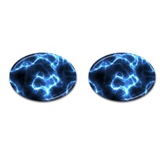 Electricity Blue Brightness Bright Cufflinks (oval) by Sapixe