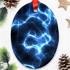 Electricity Blue Brightness Bright Oval Ornament (two Sides) by Sapixe