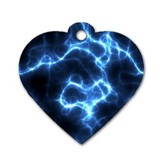 Electricity Blue Brightness Bright Dog Tag Heart (two Sides) by Sapixe