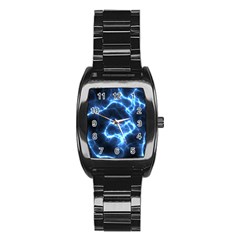 Electricity Blue Brightness Bright Stainless Steel Barrel Watch by Sapixe