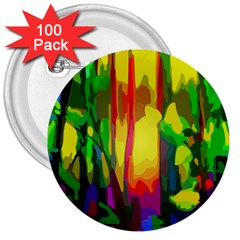 Abstract Vibrant Colour Botany 3  Buttons (100 Pack)  by Sapixe