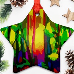 Abstract Vibrant Colour Botany Star Ornament (two Sides) by Sapixe