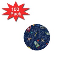 Cat Cosmos Cosmonaut Rocket 1  Mini Buttons (100 Pack) 