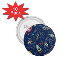 Cat Cosmos Cosmonaut Rocket 1 75  Buttons (10 Pack) by Sapixe