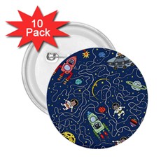 Cat Cosmos Cosmonaut Rocket 2 25  Buttons (10 Pack)  by Sapixe