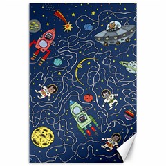 Cat Cosmos Cosmonaut Rocket Canvas 24  X 36  by Sapixe