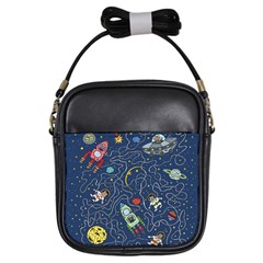 Cat Cosmos Cosmonaut Rocket Girls Sling Bag by Sapixe