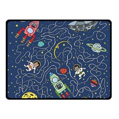 Cat Cosmos Cosmonaut Rocket Fleece Blanket (small) by Sapixe