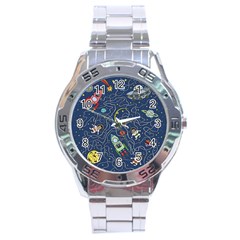 Cat Cosmos Cosmonaut Rocket Stainless Steel Analogue Watch by Sapixe