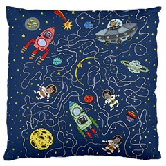 Cat Cosmos Cosmonaut Rocket Large Cushion Case (two Sides) by Sapixe