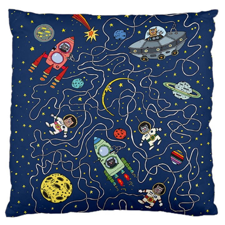 Cat Cosmos Cosmonaut Rocket Large Cushion Case (Two Sides)