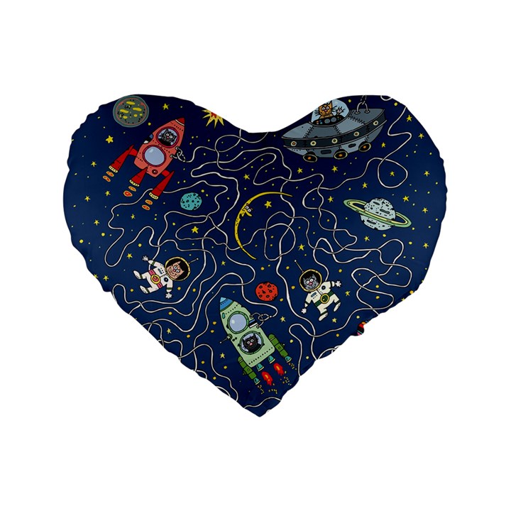 Cat Cosmos Cosmonaut Rocket Standard 16  Premium Heart Shape Cushions