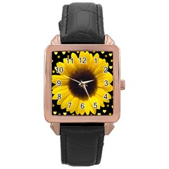 Flowers Hearts Heart Rose Gold Leather Watch  by Sapixe