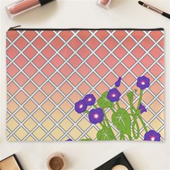 Morning Glory Argyle (blue Sky) Pattern Cosmetic Bag (xxxl) by emilyzragz