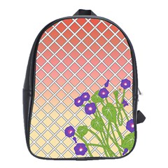 Morning Glory Argyle (blue Sky) Pattern School Bag (xl) by emilyzragz