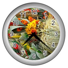 Flower Color Nature Plant Crafts Wall Clock (Silver)