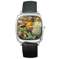 Flower Color Nature Plant Crafts Square Metal Watch