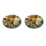 Flower Color Nature Plant Crafts Cufflinks (Oval) Front(Pair)