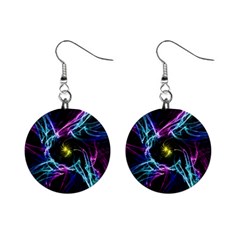 Abstract Art Color Design Lines Mini Button Earrings by Sapixe