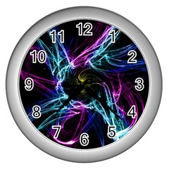 Abstract Art Color Design Lines Wall Clock (silver) by Sapixe