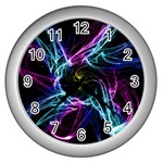 Abstract Art Color Design Lines Wall Clock (Silver) Front